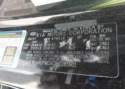 2017 Kia Sportage Lx z USA, uszkodzony, nr VIN KNDPMCAC2H7285901